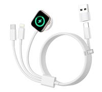 AINPOW 3 in 2 A-pple Watch Charger Cable 2M, A-pple Watch Dock and iPhone Charger Cable USB C Magnetic iWatch Charger for iWatch Series 10/9/8/7/6/5/4/3/SE/Ultra, iPhone 16/15/14/13/12/11