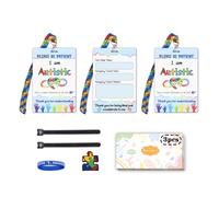 Ainrvteers Autism Safety Tag Card Set with Custom Lanyard, 3 Writable Autistic Emergency Contact Card for Autistic Person (Colorful)