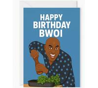 Ainsley Harriott Birthday Card - “Happy Birthday Bwoi” Meme Design - Funny Chef Greeting Card - UK TV Star Pop Culture Card - Foodie Gift for Him or Her - Blank Inside