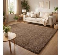 Ainsley Plain Living Room Shaggy Area Rug Modern Soft Pile Polyester Rug Brown 120 X 170 Cm (Rectangular)