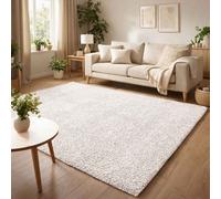 Ainsley Plain Living Room Shaggy Area Rug Modern Soft Pile Polyester Rug Cream 60 X 110 Cm (Rectangular)