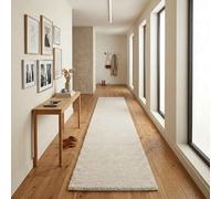 Ainsley Plain Living Room Shaggy Area Rug Modern Soft Pile Polyester Rug Cream 60 X 220 Cm (Runner)