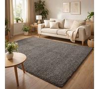 Ainsley Plain Living Room Shaggy Area Rug Modern Soft Pile Polyester Rug Dark Grey 60 X 110 Cm (Rectangular)