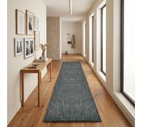 Ainsley Plain Living Room Shaggy Area Rug Modern Soft Pile Polyester Rug Dark Grey 60 X 220 Cm (Runner)