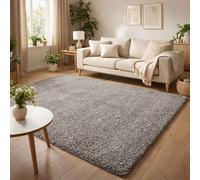 Ainsley Plain Living Room Shaggy Area Rug Modern Soft Pile Polyester Rug Grey 200 X 290 Cm (Rectangular)