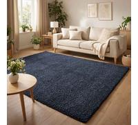 Ainsley Plain Living Room Shaggy Area Rug Modern Soft Pile Polyester Rug Navy 80 X 150 Cm (Rectangular)