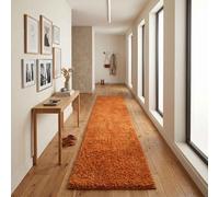 Ainsley Plain Living Room Shaggy Area Rug Modern Soft Pile Polyester Rug Terracotta 60 X 220 Cm (Runner)