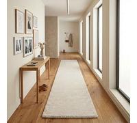 Ainsley Plain Soft Shaggy Modern Hallway Runner, Cream, 60x220cm