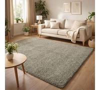 Ainsley Plain Soft Shaggy Modern Living Room Area Rug, Sage, 60x110cm