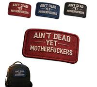 Ain't Dead Yet Vintage Hook & Loop Patch, Memento Mori Tactical Morale Patch, Funny Embroidered Hook and Loop Badge, for Army Military Backpack Vest Molle Bag (RED)
