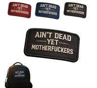 Ain't Dead Yet Vintage Hook & Loop Patch, Memento Mori Tactical Morale Patch, Funny Embroidered Hook and Loop Badge, for Army Military Backpack Vest Molle Bag (Black)