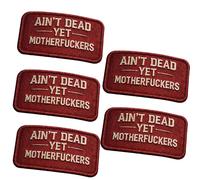 Ain't Dead Yet Vintage Hook & Loop Patch, Retro Tactical Morale Patch, Embroidered Cool No-Nonsense Morale Patches, Ideal for Backpacks, Jackets, Vests & Outdoor Accessories (Red 5pcs)