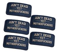 Ain't Dead Yet Vintage Hook & Loop Patch, Retro Tactical Morale Patch, Embroidered Cool No-Nonsense Morale Patches, Ideal for Backpacks, Jackets, Vests & Outdoor Accessories (Blue 5pcs)
