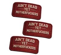 Ain't Dead Yet Vintage Hook & Loop Patch, Retro Tactical Morale Patch, Embroidered Cool No-Nonsense Morale Patches, Ideal for Backpacks, Jackets, Vests & Outdoor Accessories (Red 3pcs)
