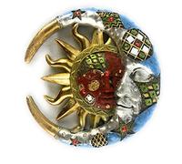 Aint It Nice Sun and Moon Wall Decor 3D Red Sun & Blue Moon Mosaic Celestial Face Decor Sun Wall Art Plaque Sculpture Indoor Living Room Bedroom Outdoor Patio Porch Fence, 7.5 X 1.5 X 7.5 inches