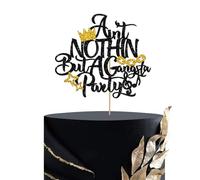 Ain't Nothing But A Gangsta Party Cake Topper, Hip Hop Birthday Cake Decor for Baby Boy, 90's Themed Crown Sign The Notorious One Birthday Party Decoration - Black Glitter