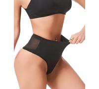 Aintmax Tummy Control Thong Shapewear Underwear for Women Low Rise Seamless Body Shaper Girdle Compression Panties, Black, M