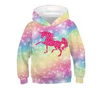 Ainuno Girls Hoodies,Unicorn Hoodie for Girls Kids Pullover Sweatshirts Cute Clothes, Rainbow Unicorn,kids, 6-8 Years