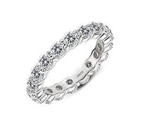 AINUOSHI 925 Sterling Silver Eternity Ring 4mm Round/Cushion Cut Cubic Zirconia Jewellery CZ Fashion Eternity Engagement Wedding Ring (Round-Shape,Size 4 to 10)
