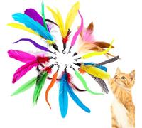 Ainvhh 12 PCS Cats Wand Toy Replacement - Interactive Kitten Feather Wand Toys Attachments Feather Refills with Bells for Teaser Toys Having Fun Exercise Playing Indoor Cat Kitten