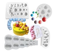 Ainvhh 4 PCS Pearl Fondant Mold 3D Bubbles Ball Semi Sphere Chocolate Silicone Molds DIY Cake Decorating Sugar Lollipop Mold for Candy