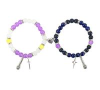 Ainvliya 2 Pcs Kpop Inspired Hunters Merch Bracelets, Magnetic Matching Bracelets for Couples Best Friends, K-pop Idol Inspired Beaded Jewelry, Elastic Fandom Friendship Bracelets for Girl Group Fans