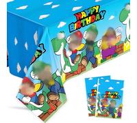 Ainvliya 2Pcs Party Tablecloths 108x180cm, Happy Birthday Party Disposable Tablecloth Dining Table Cover Decorations Rectangle Plastic Table Cloth for Girls Boys Baby Shower Wedding Picnics Supplies