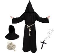 Ainvliya Monk Costume, Monk Robes, Halloween Costumes for Women, Medieval Priest Outfit for Adults Men, Carnival Fancy Dress Party Costume for Halloween