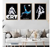 Ainvliya Posters Football, 3PC Football Wall Art Famous Soccers Superstar Poster Signed Prints 12 * 16in Foot ball Pictures for Bedroom Unframed Legends Soccer Posters Footballs Photo Gifts for Boys