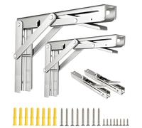 AINVLPRO Folding Shelf Brackets, Collapsible Heavy Duty Shelf Brackets for Fold Down Desk, 18 Inch with 2 Pack, Stainless Steel