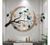 Ainydie Large Handmade Wall Decor for Living Room, 3D Handcrafted Ginkgo Tree Leaf Metal Wall Art Sculpture, Modern Home Decor for Dining Room Bedroom,110x68cm