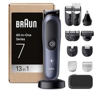 Braun All-in-One Series 7 Grooming Kit, 13in1, ProBlade & AutoSense, 120 Min, SkinGuard & Beard Fading, AquaGrip for Under Water Use, AIO7565, Blue