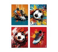 AIOCDIT Soccer Wall Art Prints Boys Room Wall Decor,Football Graffiti Art Posters Man Cave Bedroom Sports Aesthetics Cool Decoration Set of 4 (8x10 Inch,Unframed)