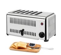 AiODiO 2240W Electric -Slice Countertop Pop-up Toaster， Stainless Steel Commercial Toasters， with Wide Slot, Precise Timing for Home Restaurant Bakery 6Slots