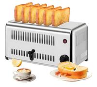 AiODiO 2240W Stainless Steel Commercial Toasters，Slice Commercial Toaster，Even Heating ， Time Adjustable，and Fast Cooking, Bread, Sandwiches, Meatloaf 6Slots
