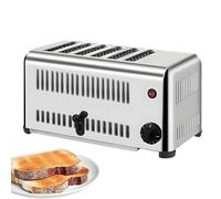 AiODiO Commercial Stainless Steel Toaster ，Slice Commercial Toaster，Slice Toaster with 5 Bread Shade Settings,，with Timer 1-5 Minutes，Cooling Vents， for Kitchen Bakery Buffets 6Slots