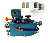 AiODiO Glass Art Corner Grinding Edging Machine，Portable Small Glass Edger, 8000r/min ，Stainless Steel，W/2Diamond Wheels and Two Polishing Wheels 110V-Blue