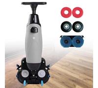 AiODiO Portable Commercial Floor Scrubber，Walk-behind Floor Scrubber，with 360° Rotary Double Brushes, 240 RPM, Easy to use ，90-120 Min Battery，for Home, Office, Bathrooms Grey