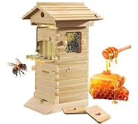 AiODiO Self-Flow Hive Beehive Starter Kit,Flow Hive Beehive Starter Kit， with Observation Window & Honey Spout, with 4 Frames & 6 Trays for Garden Pollinators, Beginner-Friendly