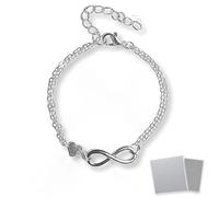AIOELUV 1 x Infinity Bracelet for Women Heart Ideal for Couples Gifts for Women Anniversary Wedding Valentine's Day Birthday Women's Bracelet Heart Eternal Love and Friendship Silver