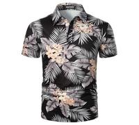 AIOIDI Mens Hawaiian Short Sleeve Polo Shirts Classic Printed Golf Casual Soft T-Shirt Summer Holiday Beach Tops Yellow Flowers S
