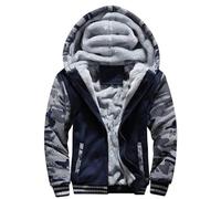 AIOIDI Mens Hoodies with Soft Fleece Lining Casual Patchwork Zip Up Hoodie for Men Boys Teens Blue Camouflage M