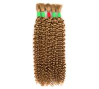 Aiokrtse Boho Braids Human Hair Extensions for Braiding, Kinky Curly Bundles, 16 inches, 5 Bundles Total 100g, #27 Blonde