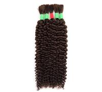 Aiokrtse Boho Braids Human Hair Extensions for Braiding, Kinky Curly Bundles, 16 inches, 5 Bundles Total 100g, #2 Dark Brown