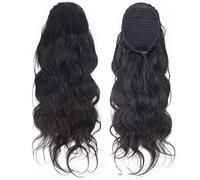 Aiokrtse Wrap Around Ponytail Extension Human Hair Body Wave Drawstring Ponytail Hair Pieces for Women Natural Color 20 inches