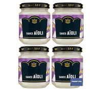 Aioli with Lemon Zest 185g (Pack of 4) - Maille Gourmet Garlic Mayonnaise - Rich, Creamy, and Citrusy Sauce for Dips, Sandwiches, Seafood & Grilling