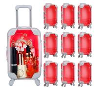 AIOMOB 10 Pack Mini Suitcase Party Favor Gift Box Plastic False Eyelashes Packaging Luggage Box for Travel Wedding Bachelorette Party Bridesmaid Bridal Shower Favors Decorations (Red)