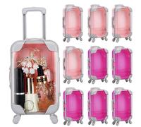 AIOMOB 10 Pack Multi Pink Mini Suitcase Party Favor Gift Box Plastic False Eyelashes Packaging Luggage Box for Travel Wedding Bachelorette Party Bridesmaid Bridal Shower Favors Decorations