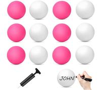 AIOMOB 12 Pcs Mini Volleyball 4 Inch White and Pink Inflatable Mini Toss Volleyball with Pump for End of Season Gifts School Carnival Reward, Senior Night Party Favors Coach Team Prizes