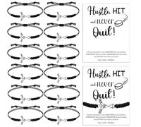 AIOMOB 12 Set Hockey Bracelets Gifts Jewelry Charm with Inspirational Cards Adjustable Woven Braided Sports Bracelets for Hockey Stuff Team Players Men Women Party Favors bulk